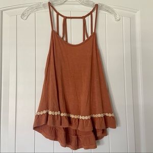 POL burnt orange flowy tank